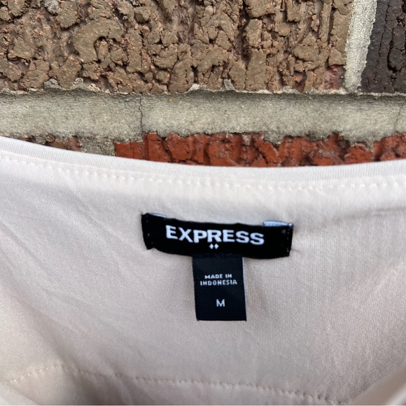 Express Champagne Rose Gold Glittery Sequin Spaghetti Strap Flounce Top - Picture 3 of 6